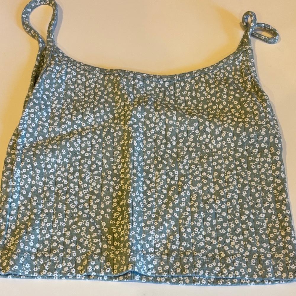 Brandy Melville Green Camisole with White Daisies